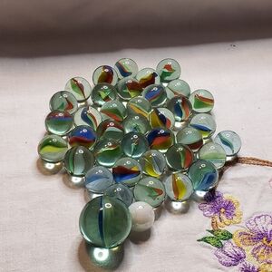 Colorful Glass Marbles Collection 39 Marbles Total